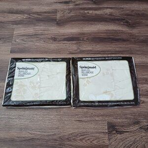 2 Vtg Springmaid Ruffled Pillowcase Shams Beige Floral‎ Butterfly New